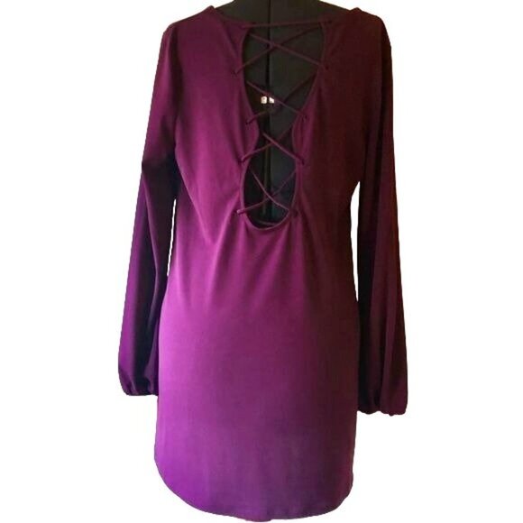 Express Purple Lace Back Tunic Top Sz.L - Picture 2 of 9